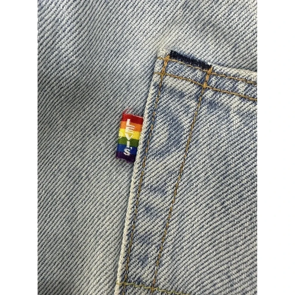Levi's Premium‎ 501' 93 Pride Denim Jeans Men's 38x32 Blue Distressed Straight